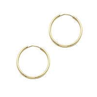 14K Yellow Gold 1.5mm Thickness Hoop Endless Earrings/Diameter 20 MM