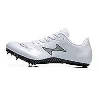 Track Spikes Running Sprint Track and Field Mesh Microfiber Leather Lightweight Waterproof Professional Athletic Shoes 155s White Black for Boys,Girls,Womens,Mens