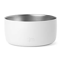 Simple Modern Stainless Steel Pet Water Bowl for Dogs & Cats | Reusable Insulated Stainless Steel Food Bowls for Dog Cat | No Tip No Slip BPA Free | Bentley Collection | Medium (32oz) | Winter White