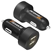 Trianium Car Charger 24W (2 Pack) Dual Charger Adapter, AtomicDrive SmartUSB Compatible iPhone 12 11 Pro Max/XR/XS Max/X/8/7/6s/6 Plus, iPad Pro/Air2/Mini,Galaxy S20,Note,LG,Nexus,HTC,Huawei,and More
