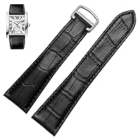 Watch Strap for Cartier Tank Calibre Series Genuine Leather Mechanical Watch Men and Women 20mm 22mm 23mm 25mm Watch Band (Color : Red Black, Size : 23mm)