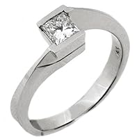 14k White Gold .50 Carats Solitaire Princess Cut Diamond Tension Ring