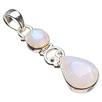 StarGems® Natural Moonstone Handmade 925 Sterling Silver Pendant 1.75