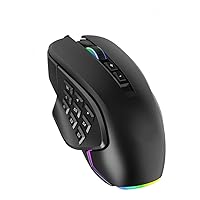 RGB Gaming Mouse with Side Buttons Macro Programming, 10000 DPI Adjustable 14 Key Wired USB Backlit Mouse for Desktop Laptop