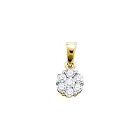 14K Yellow Gold Diamond Flower Necklace Pendant 1/2 Ctw.