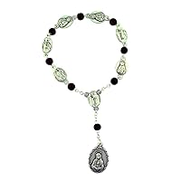 VILLAGE GIFT IMPORTERS Seven Sorrows One Decade Chaplet | Brown or Black Beads with Medals | Our Lady of Seven Dolors | Christian Jewelry