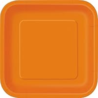 Pumpkin Orange Square Disposable Paper Dinner Plates - 9'', 14 Pieces - Perfect for Parties, Weddings, Holidays & Events