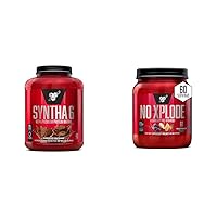 BSN SYNTHA-6 Whey Protein Powder with Micellar Casein, Milk Protein Isolate & N.O.-XPLODE Pre Workout Supplement with Creatine, Beta-Alanine, and Energy, Flavor: Fruit Punch, 60 Servings