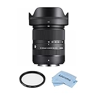 Sigma 18-50mm f/2.8 DC DN Contemporary Lens for Fujifilm X Bundle with 55mm Multi Coated UV Slim Filter, Microfiber Cleaning Cloth