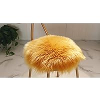 Artificial Sheepskin Seat Cushions, Extra Soft Lace-up Non-Slip Chair Cushion, for Tatami Office Living Room Garden Yellow 50x50cm (20x20inch)