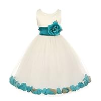 Little Girls' Ivory Tulle Petal Flower Girl Pageant Dress