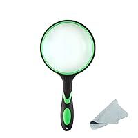 Magnifying Glass Kids 10X Handheld Reading Magnifiers - 100MM Large Magnifying Lens with Non-Slip Soft Handle for Seniors Book Newspaper Kids Explore Nature Observation Classroom Science