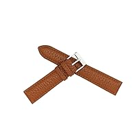 18mm Watch Bands, Brown Leather Strap Soft Replacement Watchband with Silver Stainless Pins Clasp