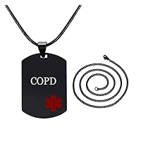 MPRAINBOW Men's Stainless Steel Customization Medical Alert Dog Tag Pendant Necklace Black,Free Engraved