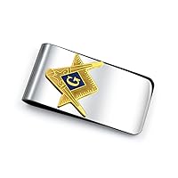 Personalized Large Wide Strong Symbol Message Blue Square Compass Masonic Insignia Freemason Tie Clip Bar Necktie For Men Silver Gold Tone Stainless Steel