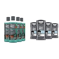 Body Wash for a refreshing shower experience Eucalyptus Cedar Body Wash for Men, 18 Fl Oz (Pack of 4) & Antiperspirant Deodorant 72-hour anti-stain Protection Invisible Deodorant