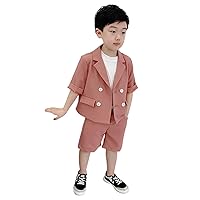 Boys' Suit 2-Piece Double Breasted Buttons Jacket and Short Pants Pants Birthday Party Tuxedos