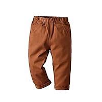 Toddler Baby Boys Casual Cargo Pants with Side Pocket Elastic Waistband Trousers Brown 12-18 Months