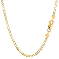 The Diamond Deal Unisex 14K SOLID Yellow Gold 3.2mm Shiny Mens Mariner-Link Chain Necklace or Bracelet Bangle for Pendants and Charms with Lobster-Claw Clasp (7