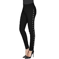 Hybrid & Company Women Cosy Trendy Side Dots Stripe Elastic Pants