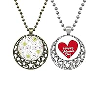 Line Dandelion Flower Pendant Necklace Mens Womens Valentine Chain