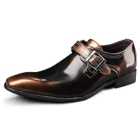 Men's Monk Straps Shoes Uniform Oxford Shoes Leather Slip On Plus Big Size Square-Toe Casual Leisure Hasp Form Spring