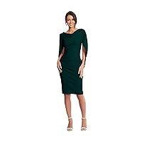 Betsy & Adam Women's Midi Cowl Neck Drape Back Scuba Crepe Dress