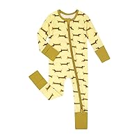 Teach Leanbh Unisex Baby Bamboo Viscose Pajamas with Mittens and Feet Cuffs 2 Way Zipper Long Sleeve Romper Sleep and Play