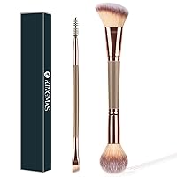 Double-Ended Angled Eyebrow Brush and Spoolie Brush and Foundation Makeup Brush