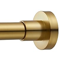 Shower Curtain Rod Tension- Never Rust No Drill Non-Slip Spring Tension Shower Rod, 43-73 inches Metal Steel, Gold