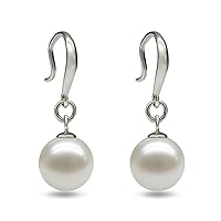 Fliyeong Simple Natural Round Pearl Earring Elegant Women Hook Earrings Wonderful Gift for Ladies Durable and Practical