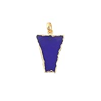 Guntaas Gems Elegant Flat Blue Chalcedony Gemstone Pendant Brass Gold Plated Fancy Shape Necklace PendantsGift For Friend