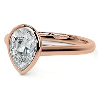 14k Rose Gold Solitaire 2 ct Simulated Pear Cut Diamond or Moissanite Promise Bridal Engagement Ring Side Stones