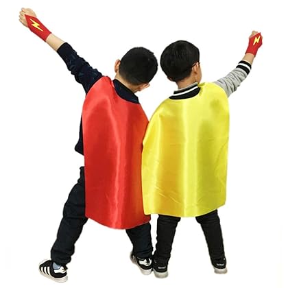 ADJOY Children Superhero Capes and Masks 14 Sets with Superhero Stickers - Kids Birthday Party Dress Up Capes