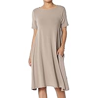 TheMogan Women's Classic A-Line Dress with Pockets Comfort Fit Jersey Short Sleeve Casual Dresses