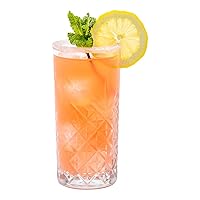Restaurantware Timeless 10 Ounce Highball Glasses Set of 12 Etched Drinking Glasses - Dishwasher-Safe Chip-Resistant Clear Glass Water Glasses Lead-Free For Juices Or Cocktails