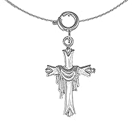 Silver Cross With Shroud Necklace | Rhodium-plated 925 Silver Cross With Shroud Pendant with 18