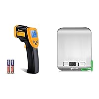 Etekcity Infrared Thermometer Temperature Gun 774 & Food Scale, Digital Kitchen Scale, 304 Stainless Steel, Weight in Grams and Ounces for Baking, Cooking, and Meal Prep, LCD Display, Medium