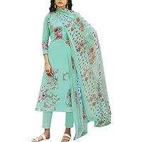 Stitched Pakistani Plus Size Lawn Dress with Dupatta Only Cotton Printed Salwar Kameez Palazzo Suits