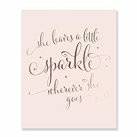 DIGIBUDDHA She Leaves a Little Sparkle Wherever She Goes Rose Gold Foil Nursery Decor Pink Wall Art Calligraphy Girls Room Metallic Pink Poster 8 inches x 10 inches A39