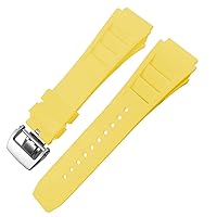 Rubber Watchband 20x25mm Fit for Richard Spring Bar Silicone Mille Sport Watch Strap Soft Waterproof Wristband (Color : Yellow fold Buckle, Size : 20x25mm)