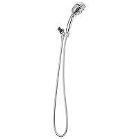 Delta Faucet 6-Setting Handheld H2Okinetic Shower Head, Brushed Nickel Shower Head with Hose, Handheld Shower Heads, Detachable Shower Head, Hand Shower 1.75 GPM, Stainless 75536SN