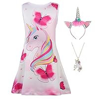 Summer Unicorn Dress for Girls Birthday Party Dresses Unicorn Dress for Girls Kids Unicorn Gift for Girls