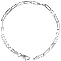 Sterling Silver 4mm & 3mm Paperclip Chain Necklace for Women & Men Nickel Free Italy Sizes 7-30 inch