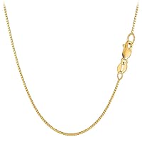 Jewelry Affairs 18k Yellow Solid Gold Mirror Box Chain Necklace, 0.8mm
