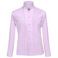 Solid Light Lilac High Open Collar Buttonless Herry Hill V High Tall Neck Purple Cotton Men Shirt Groom's Style