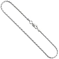 Sterling Silver Anklet Rope Chain 1.8 mm Nickel Free Italy, Sizes 9-10 inch