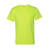 5 oz. 100% Heavy Cotton HD Pocket T-Shirt (3931P) Safety Green, 2XL (Pack of 4)