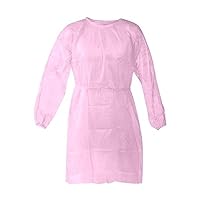 Health Care Apparel Universal Size (OSFM) Pink Disposable Isolation Gowns - Latex-Free Gown is Fluid Resistant with Knitted Cuffs Medical & PPE Gowns - Ideal Staff Protection (10 Pack)