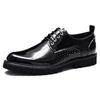 Men's Oxfords Fomal Dress Casual Shoes for Men Genuine Patent Leather Brogues Derby Business Fashion Walking Shoes